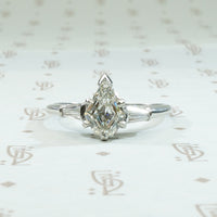 Dramatic Shield Cut Diamond Platinum Engagement Ring