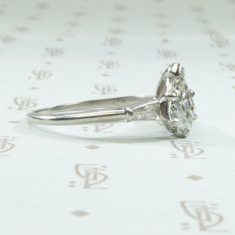 Dramatic Shield Cut Diamond Platinum Engagement Ring