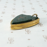 Shield Locket with Bloodstone and Engraved Ivy
