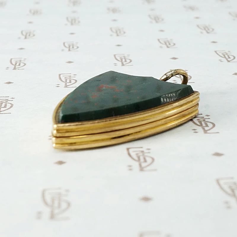 Shield Locket with Bloodstone and Engraved Ivy