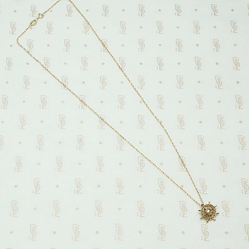 Ship's Wheel Conversion Pendant in Gold and Pearls