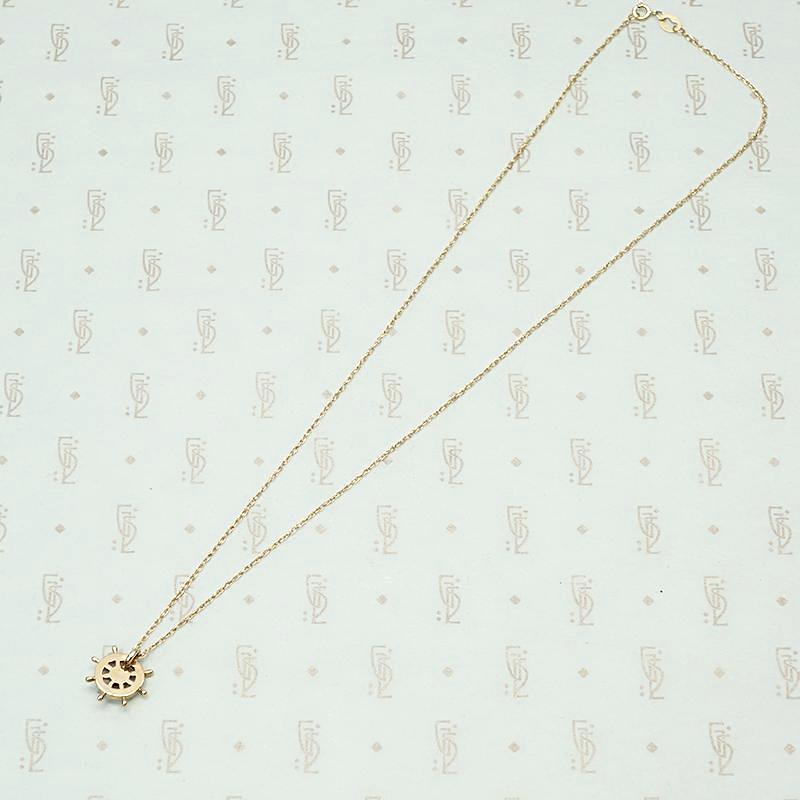Ship's Wheel Conversion Pendant in Gold and Pearls, back view.
