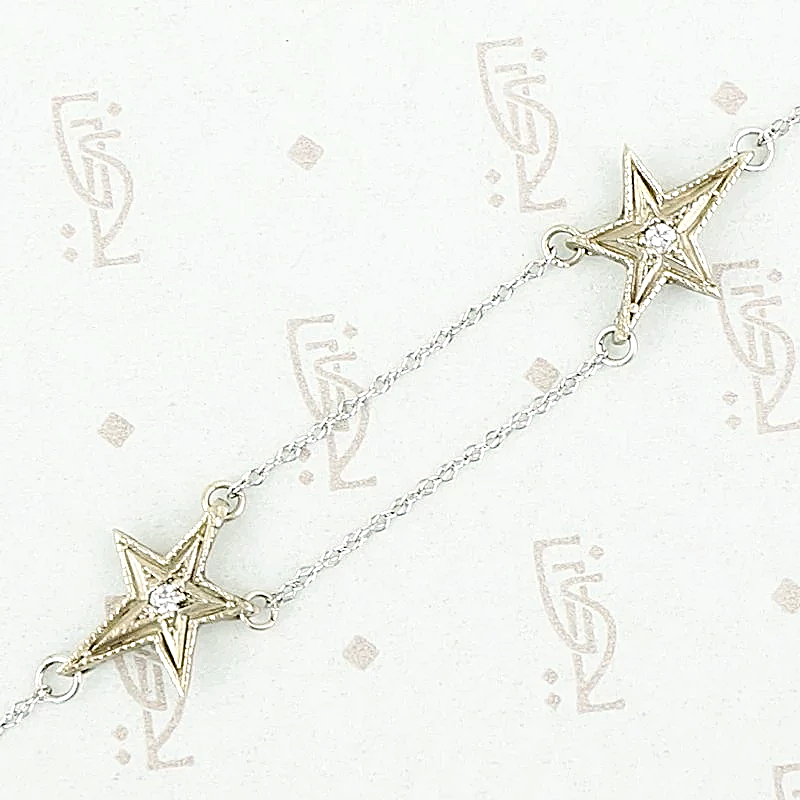 Shooting stars bracelet by 720 in 14k white gold and diamonds detail.