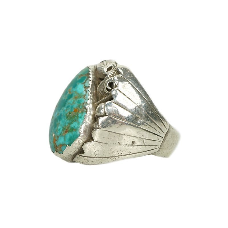Impressive Vintage Native American Mens Ring - Gem Set Love