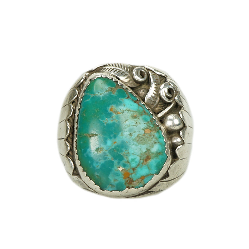 Impressive Vintage Native American Mens Ring - Gem Set Love