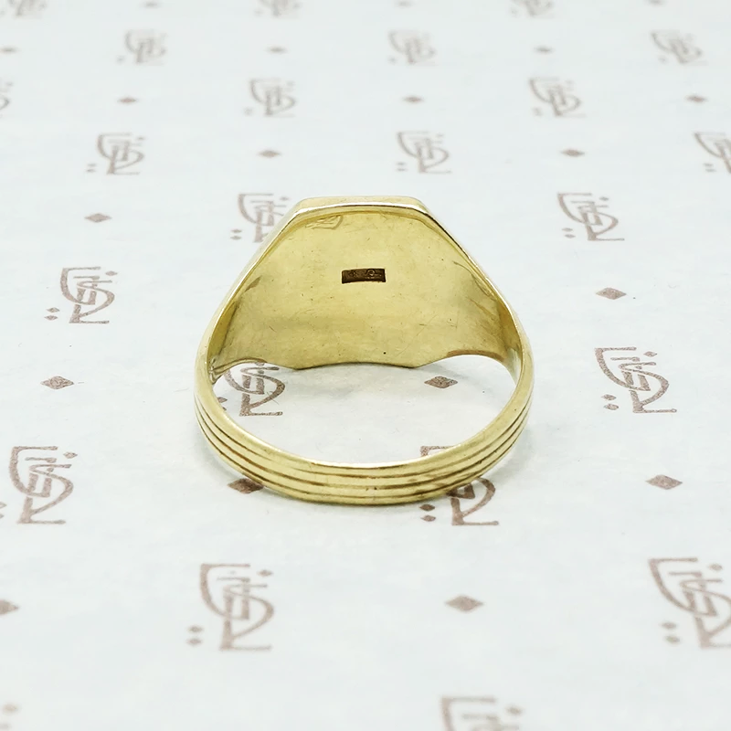 larter and sons 14k green gold signet ring back view