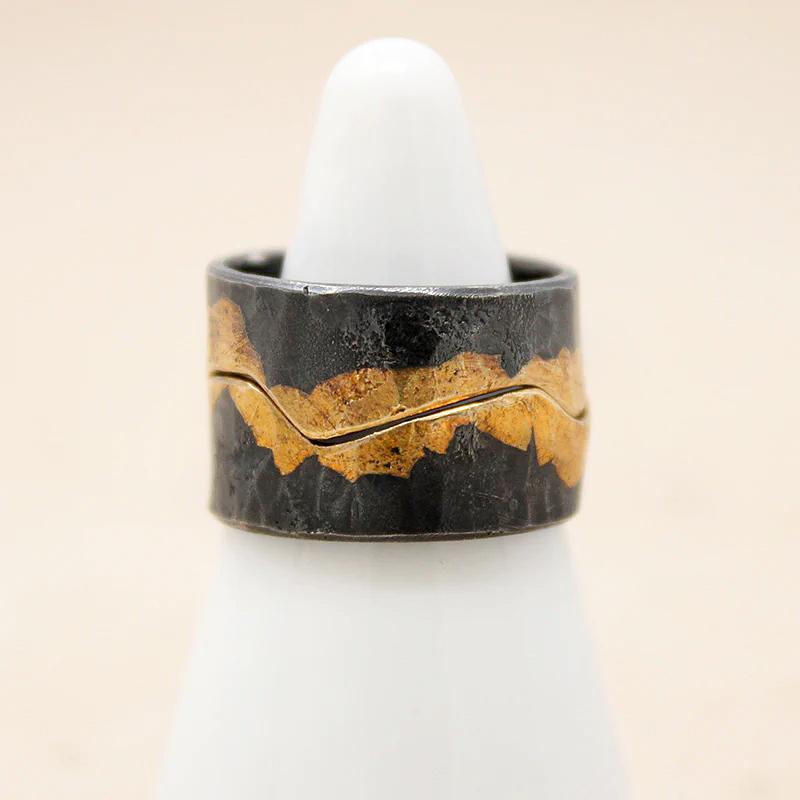 Gold Leafed Silver Split Band by Acanthus