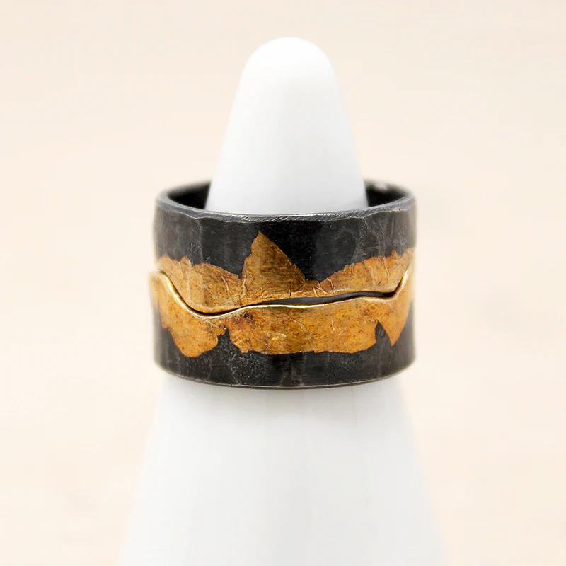 Gold Leafed Silver Split Band by Acanthus