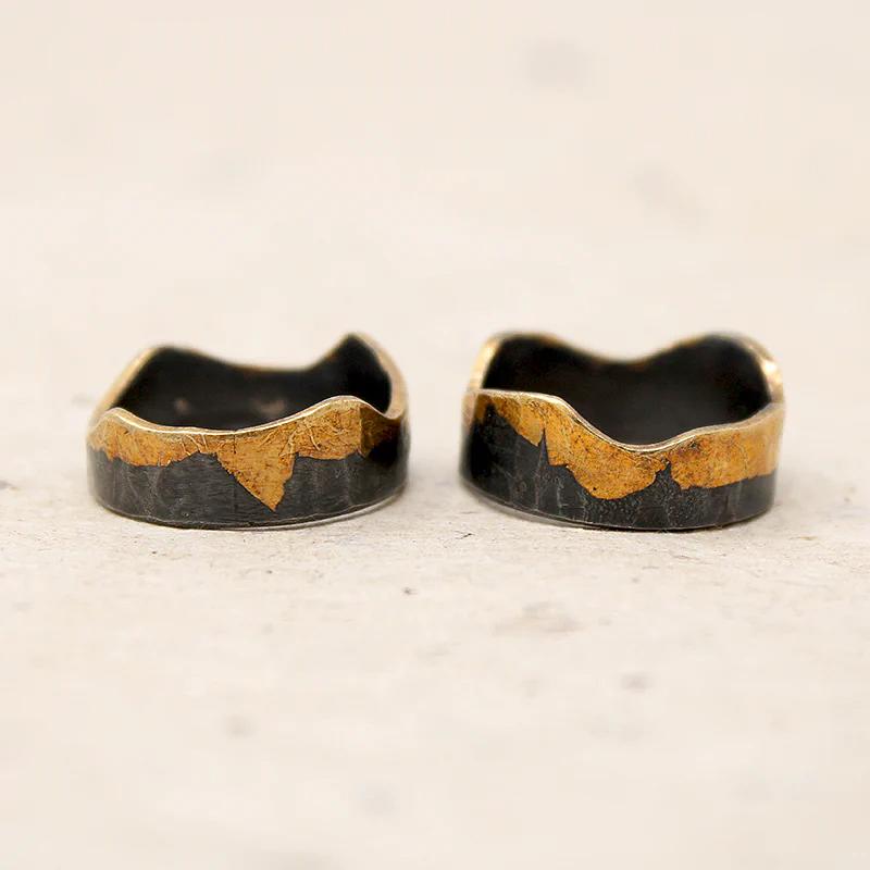 Gold Leafed Silver Split Band by Acanthus