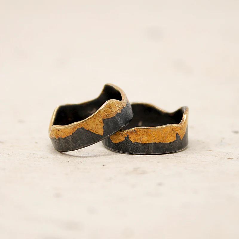 Gold Leafed Silver Split Band by Acanthus