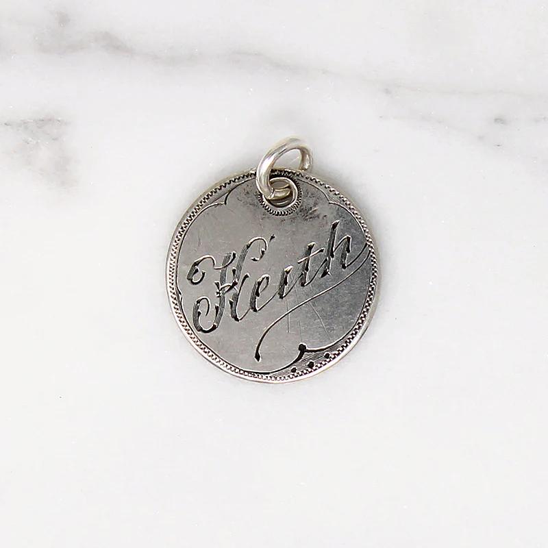 Individual Hand Engraved Victorian Silver Coin Charms