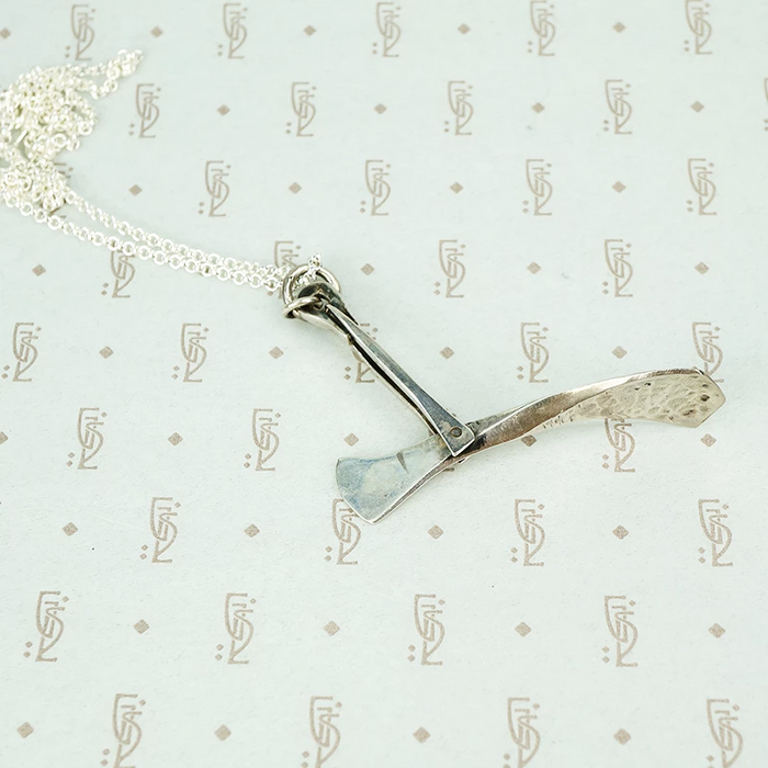 hammered silver mod mod moveable studio hand made necklace