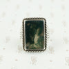 moss agate silver ring
