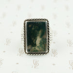 moss agate silver ring
