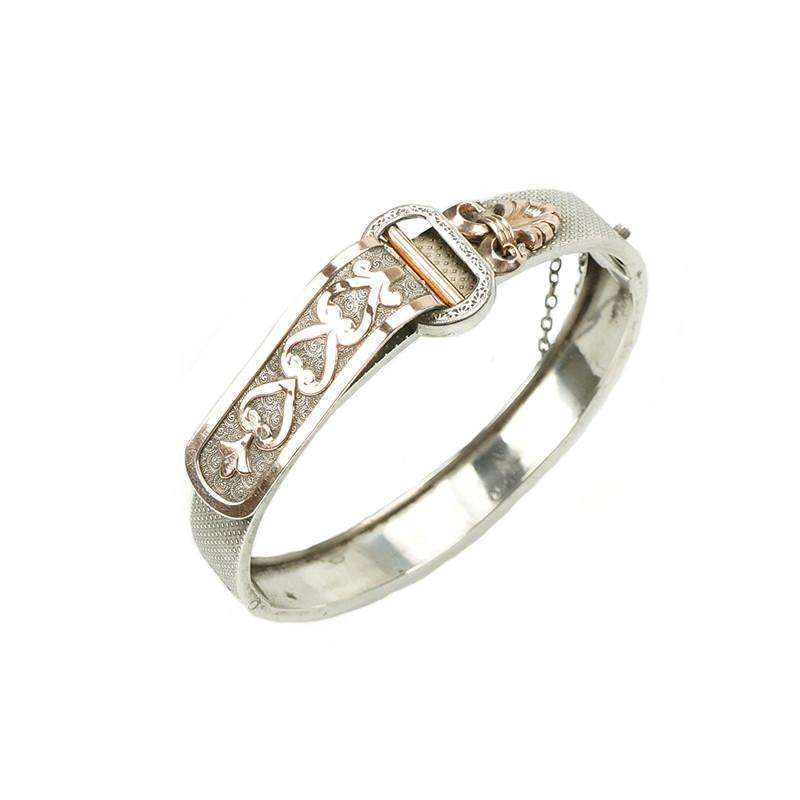 Buckle Bangle Silver and Rose Gold