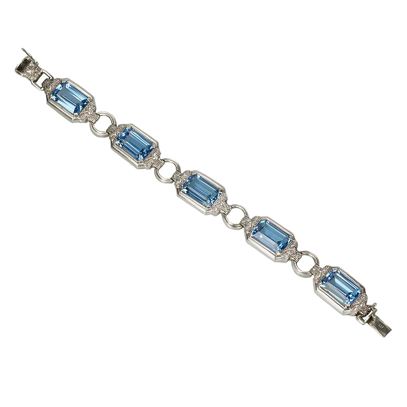 Stunning Vintage 1930's Silver and Aqua Bracelet