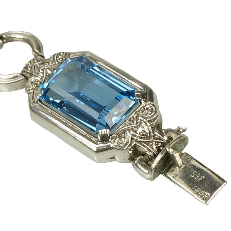 Stunning Vintage 1930's Silver and Aqua Bracelet