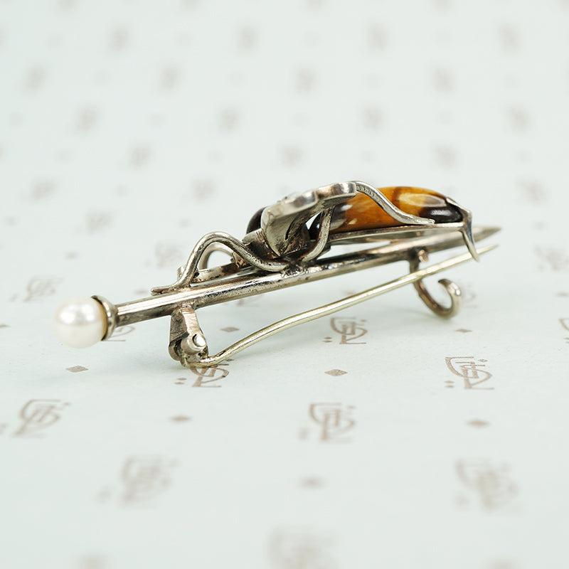 Vintage Silver Jeweled Bee Brooch
