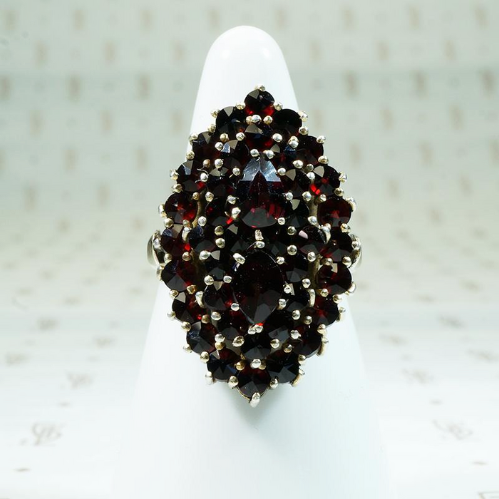 Garnet Cluster Ring in Silver Gilt c.1930