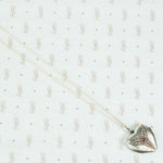 silver hearl locket with an interesting petit point design