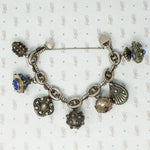 1940's silver chunky charm bracelet