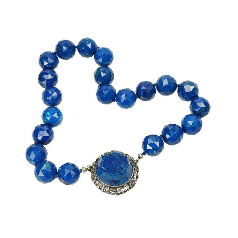Beautiful Vintage Lapis Necklace with Snake Clasp
