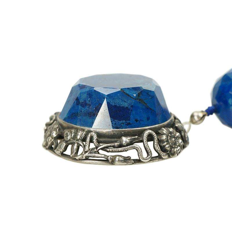 Beautiful Vintage Lapis Necklace with Snake Clasp
