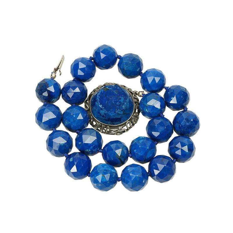 Beautiful Vintage Lapis Necklace with Snake Clasp