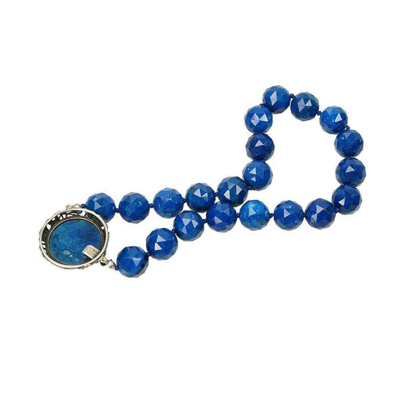 Beautiful Vintage Lapis Necklace with Snake Clasp