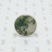 Moss Agate Modernist silver ring
