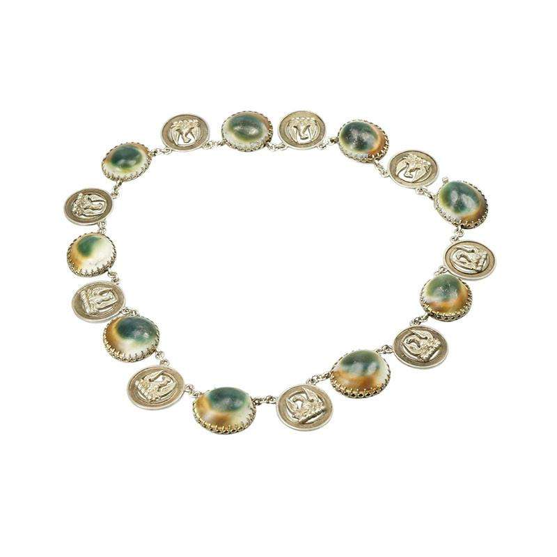 Vintage Operculum Shell Necklace in Coin Silver