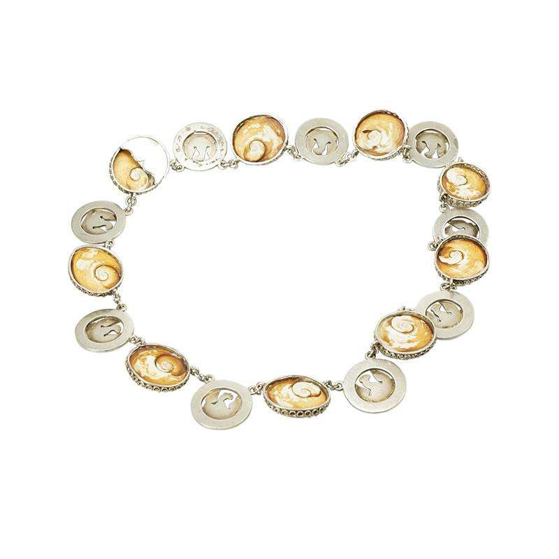 Vintage Operculum Shell Necklace in Coin Silver