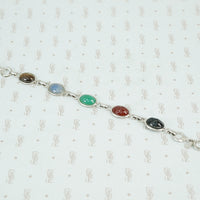 1950's sterling silver bracelet with semi precious stone scarabs