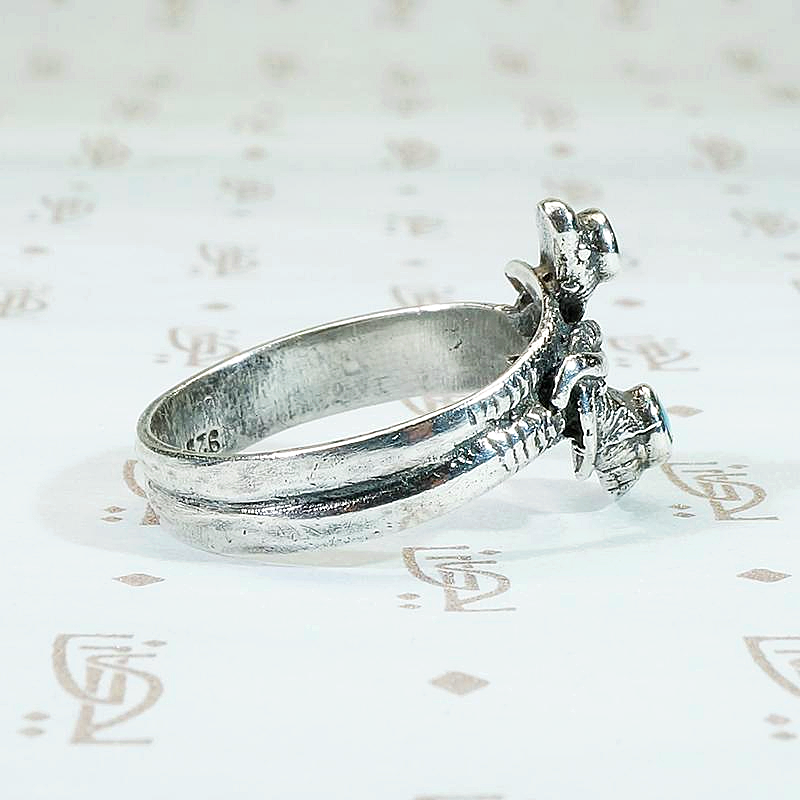 Double Silver Snake Ring with Turquoise