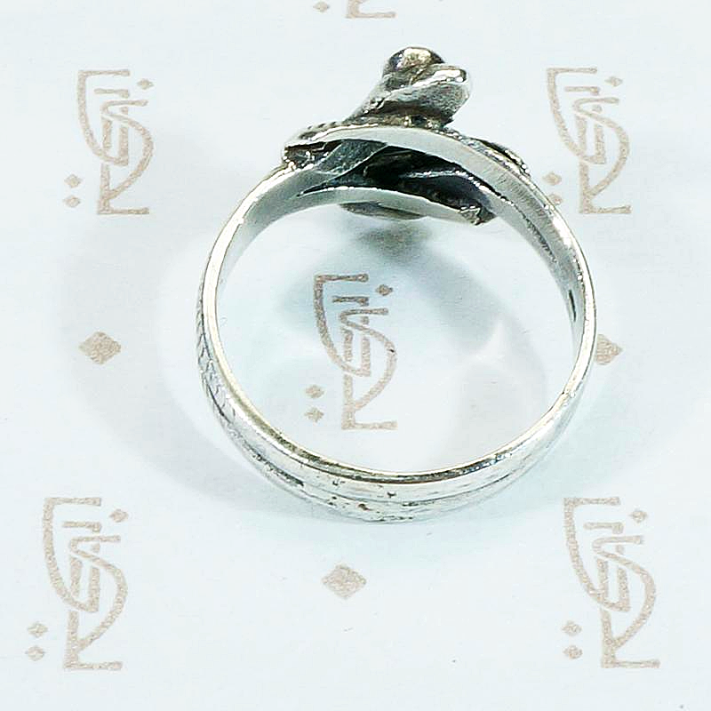 Double Silver Snake Ring with Turquoise