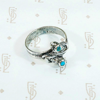 Double Silver Snake Ring with Turquoise