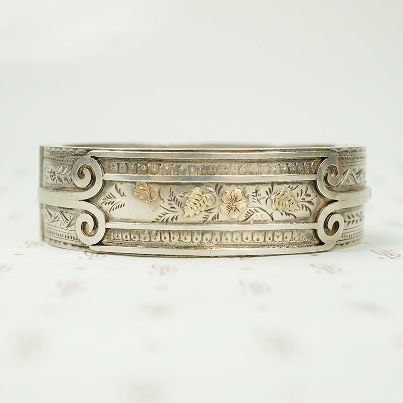 English Silver Hinged Bangle Bracelet 1883