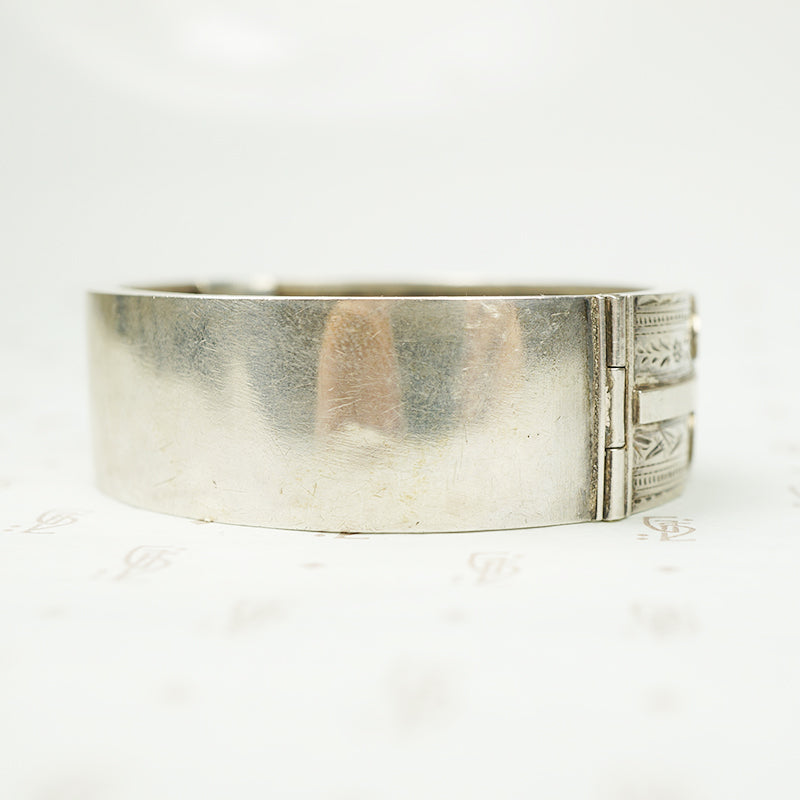 English Silver Hinged Bangle Bracelet 1883