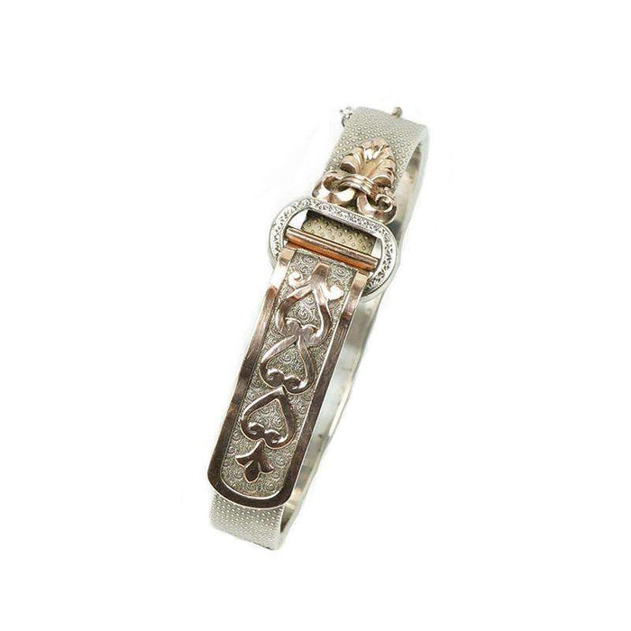 Buckle Bangle Silver and Rose Gold