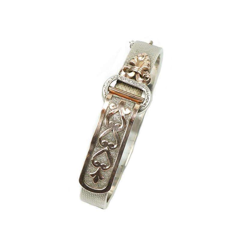 Buckle Bangle Silver and Rose Gold