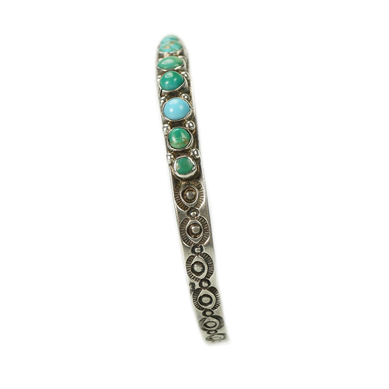Coin Silver Turquoise Cuff Bracelet - Gem Set Love