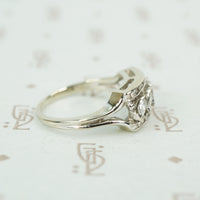 slanted marquis diamonds in white gold wide band 1950's side view