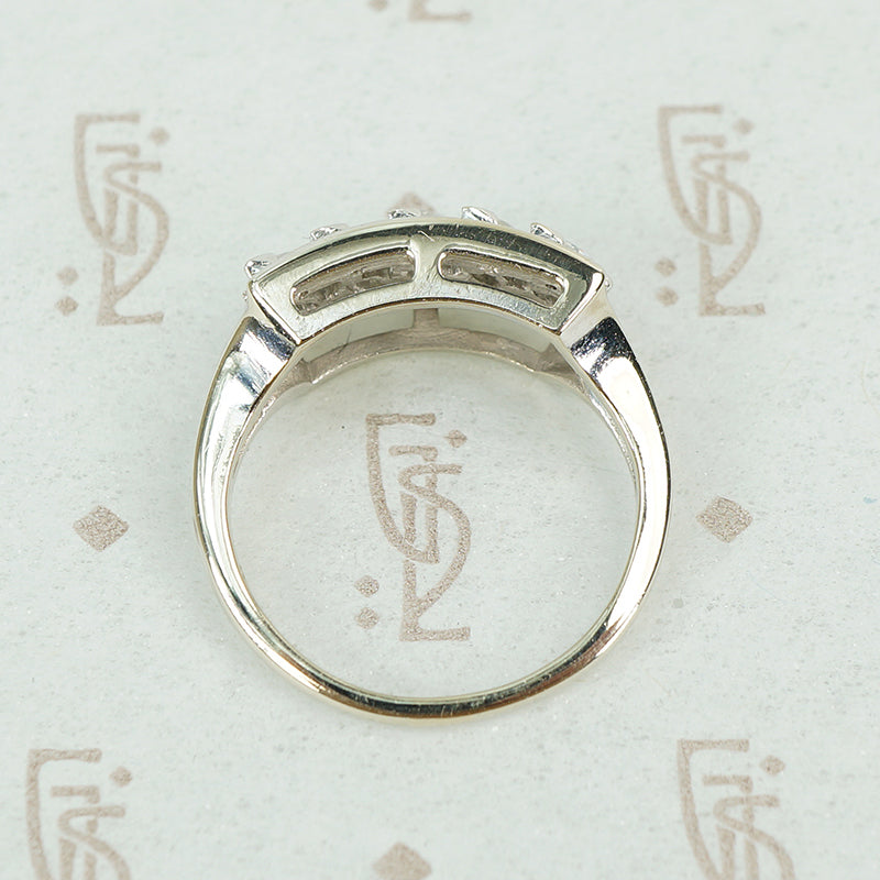 slanted marquis diamonds in white gold wide band 1950's