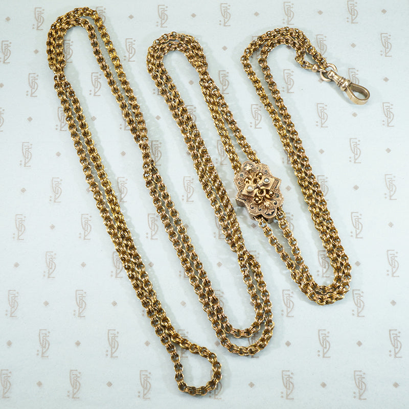 Gold Chunky slide and and extra long chain with swivel hook