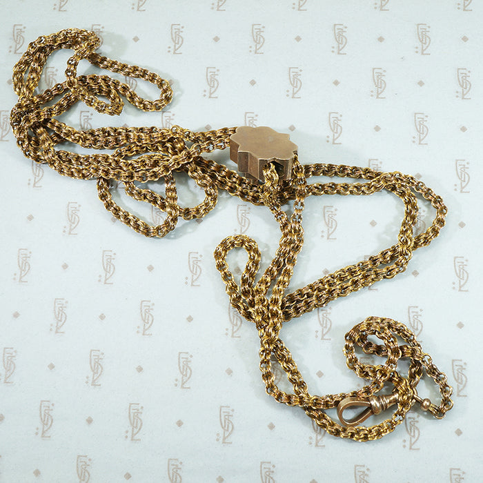 Large and Extra Long Antique Gold Slide Chain
