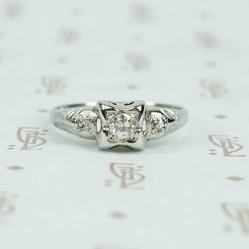 1930's white gold diamond engagement ring