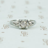 1930's white gold diamond engagement ring