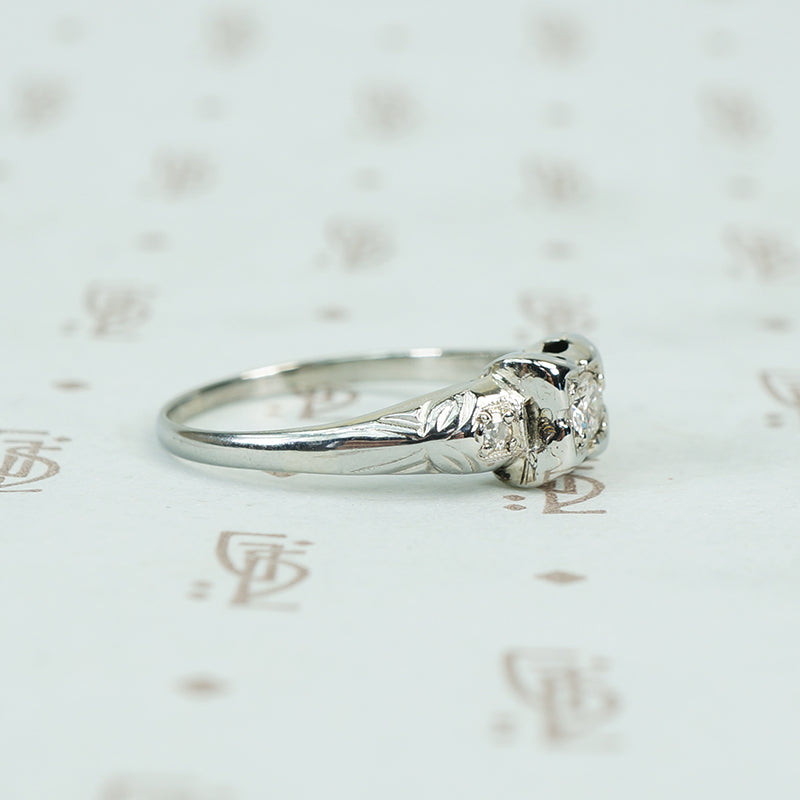 1930's white gold diamond engagement ring affordable