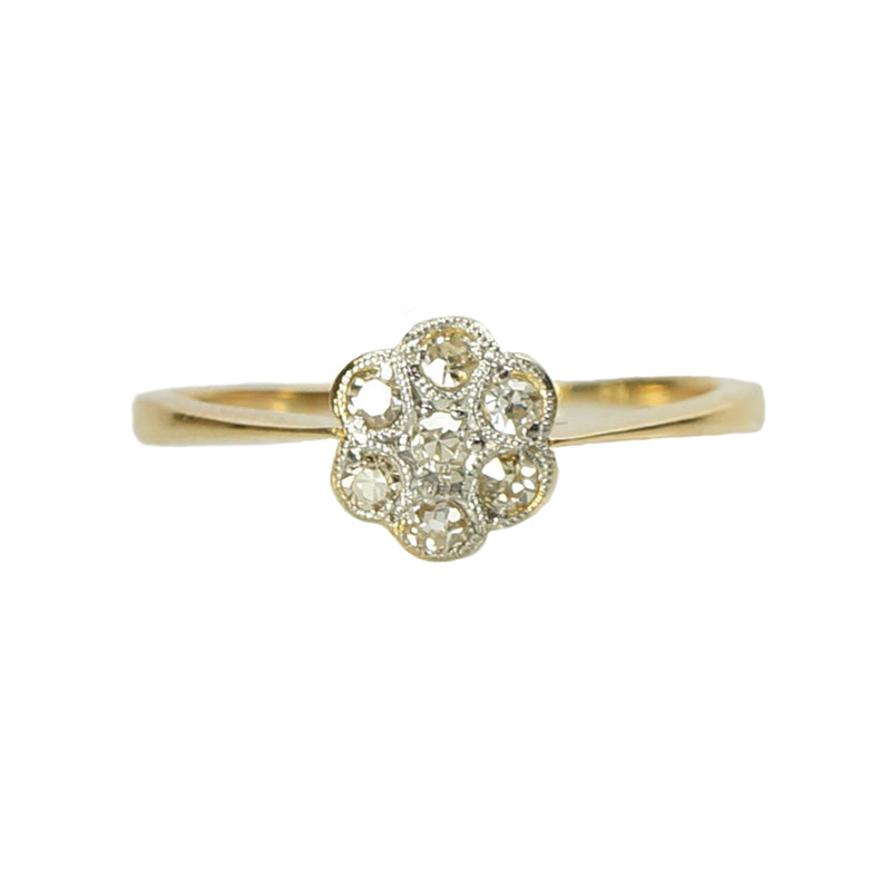 The Petite Vintage Diamond Cluster Engagement Ring - Gem Set Love