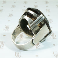 Mid Century Modern Silver and Quartz Statement Ring